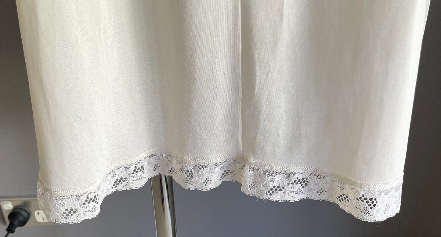 DIAMOND CUT Petticoat White Nylon Full Slip Lace Trim Size 14 Vintage