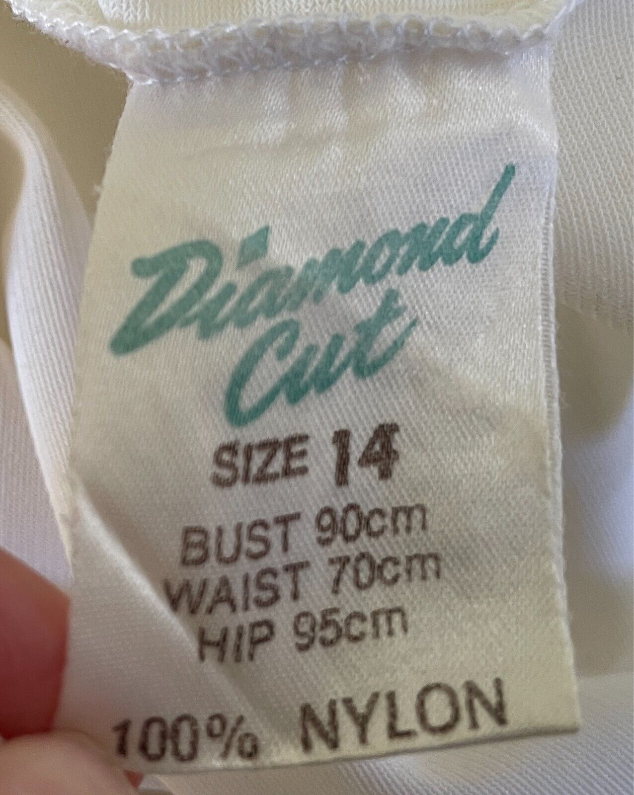 DIAMOND CUT Petticoat White Nylon Full Slip Lace Trim Size 14 Vintage