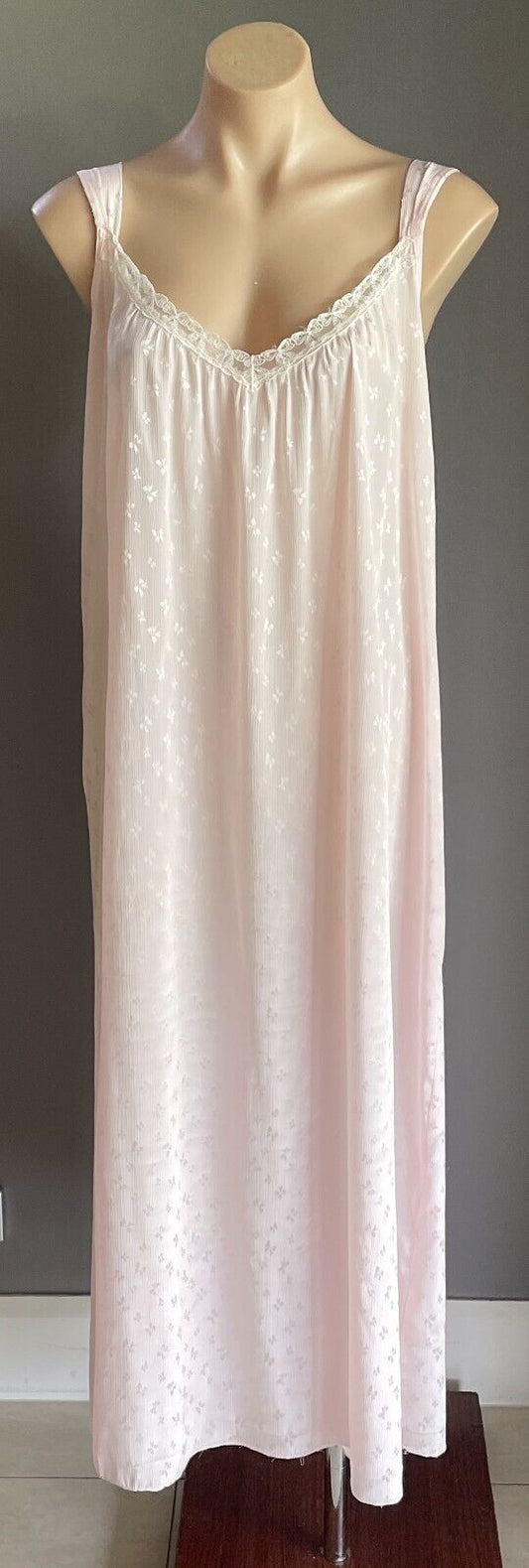 GIVONI Nightie Pink Jacquard Bow Print Long Size 10 - 12 Needs Hemming