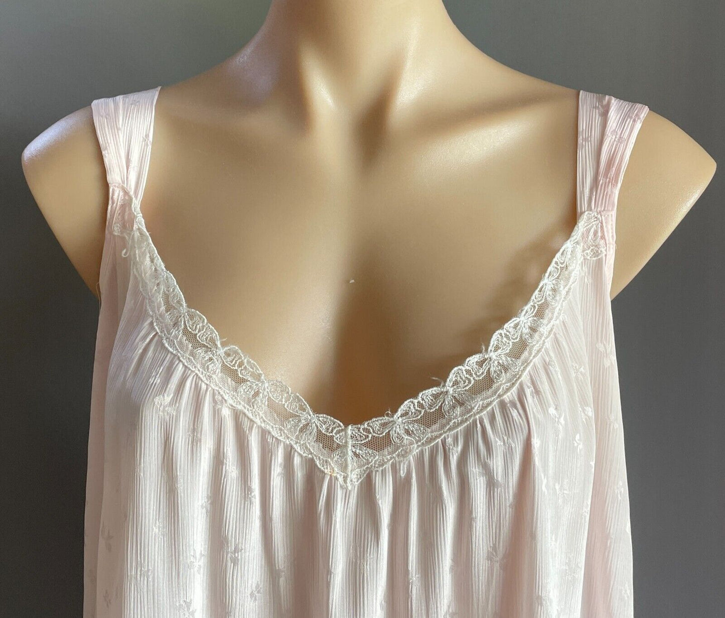 GIVONI Nightie Pink Jacquard Bow Print Long Size 10 - 12 Needs Hemming