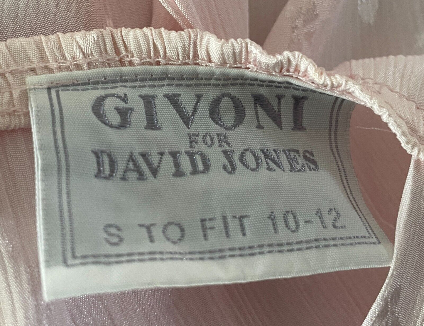 GIVONI Nightie Pink Jacquard Bow Print Long Size 10 - 12 Needs Hemming