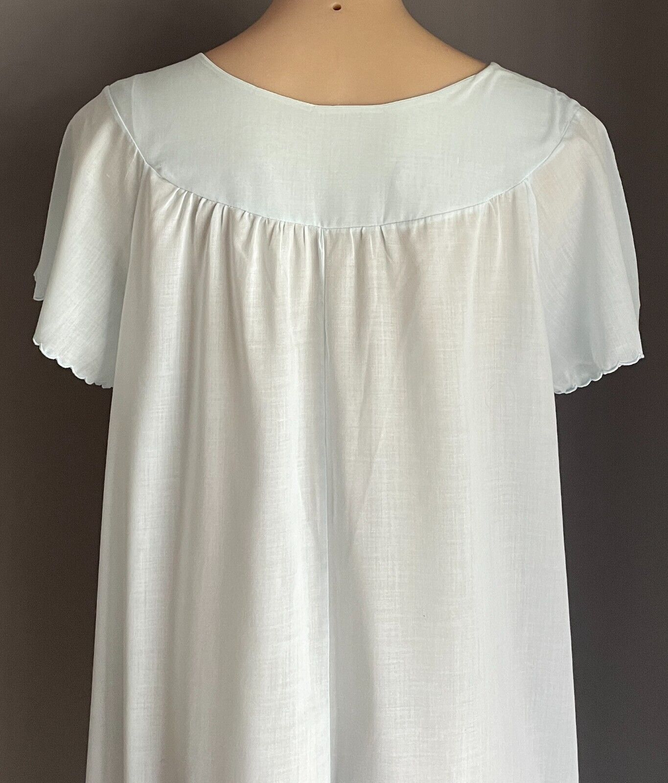 Vintage Nightie Baby Blue Size 18 Cotton Blend Cap Sleeve Long Length 1970s NEW