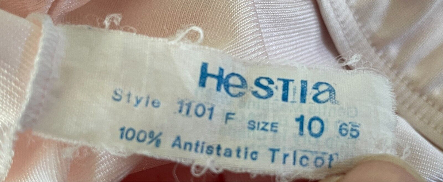 HESTIA Baby Pink Half Slip Anti Stat Tricot Elastic Waist Size 10 Lace Hem Vtg