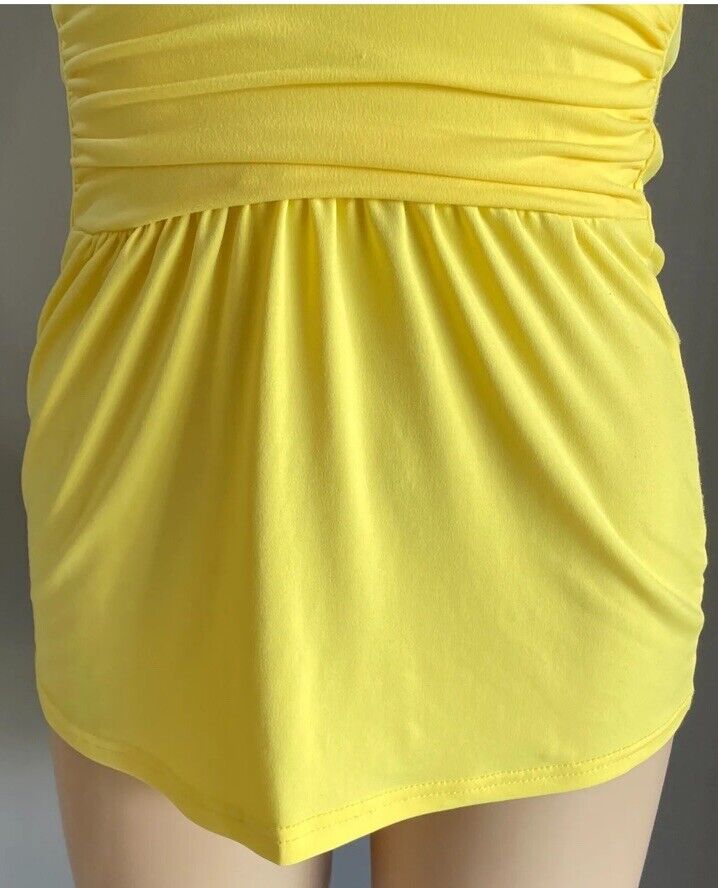 FORCAST Halter Neck Top Yellow Stretch Sleeveless Stretch Jersey Size M 10