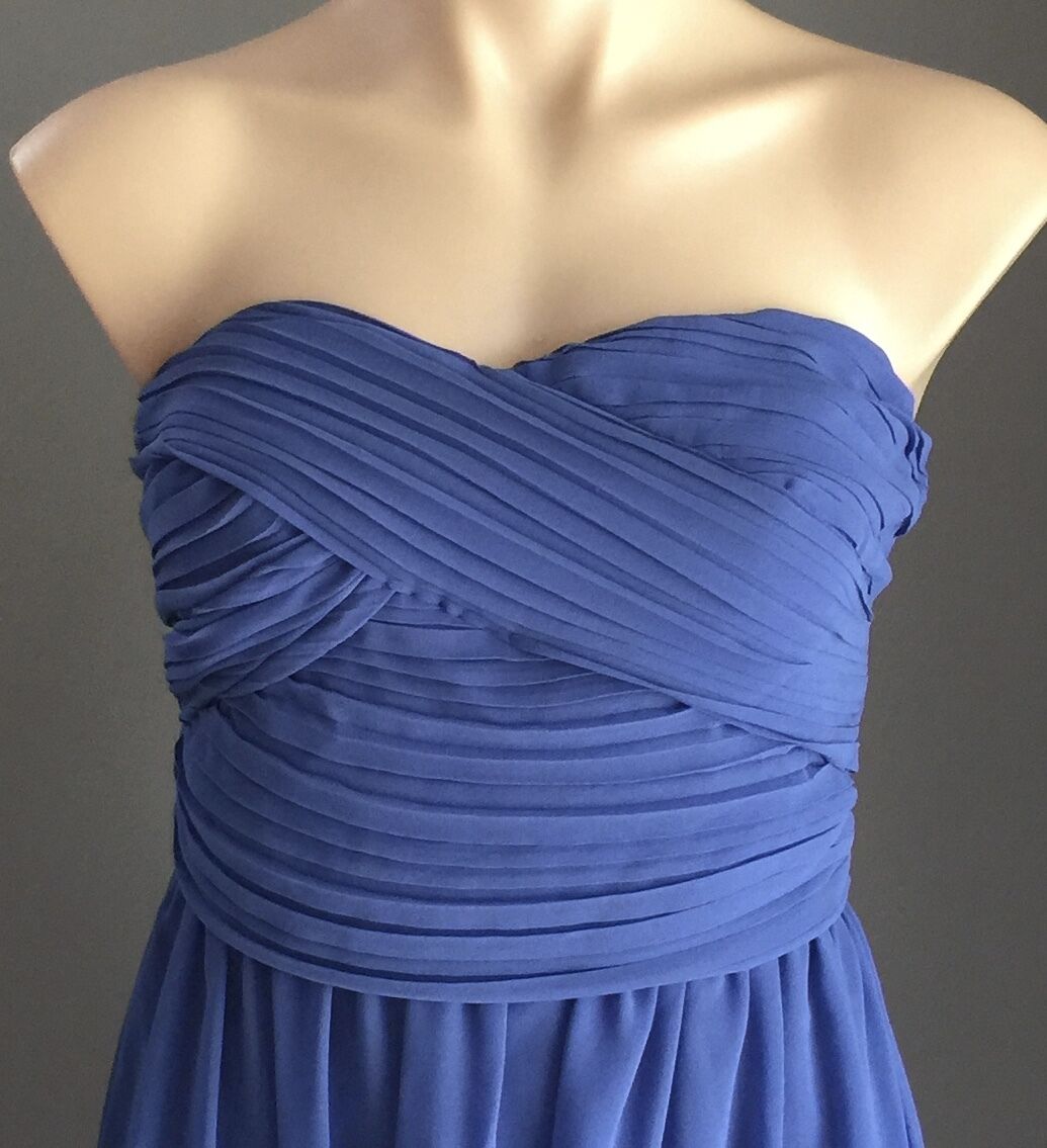 FORCAST Jennifer Chiffon Dress Blue High Lo Pleated Bustier Size 8 - 10 NEW
