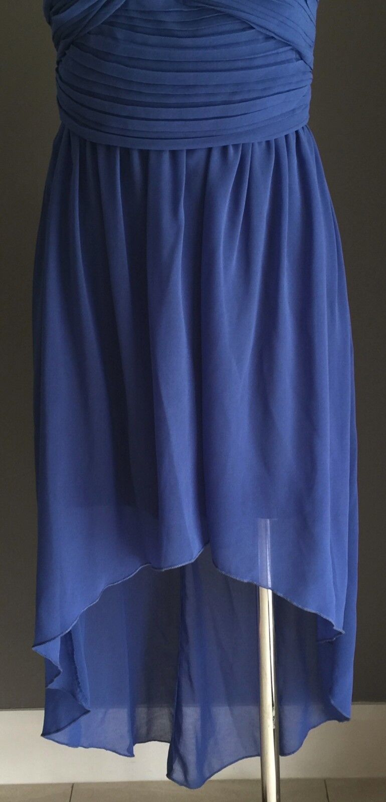 FORCAST Jennifer Chiffon Dress Blue High Lo Pleated Bustier Size 8 - 10 NEW