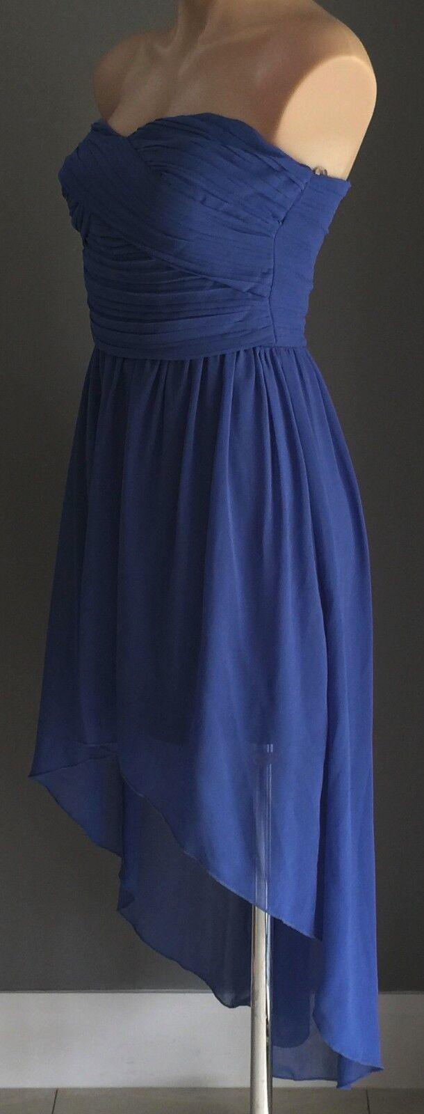 FORCAST Jennifer Chiffon Dress Blue High Lo Pleated Bustier Size 8 - 10 NEW