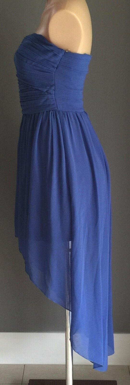 FORCAST Jennifer Chiffon Dress Blue High Lo Pleated Bustier Size 8 - 10 NEW
