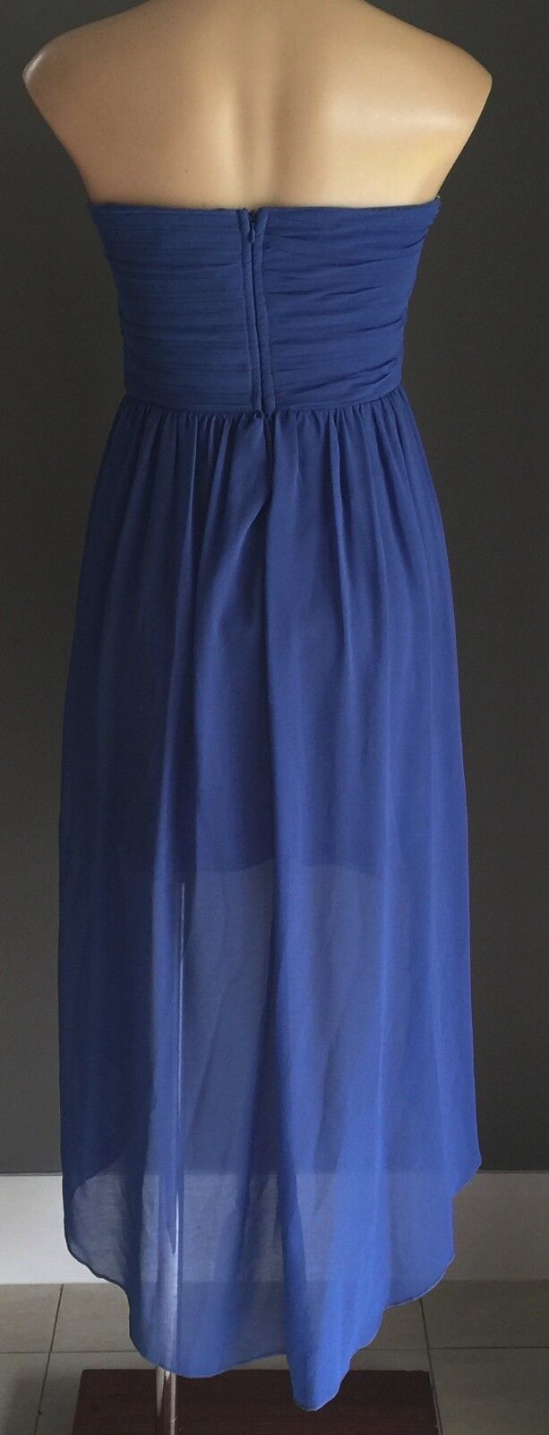 FORCAST Jennifer Chiffon Dress Blue High Lo Pleated Bustier Size 8 - 10 NEW