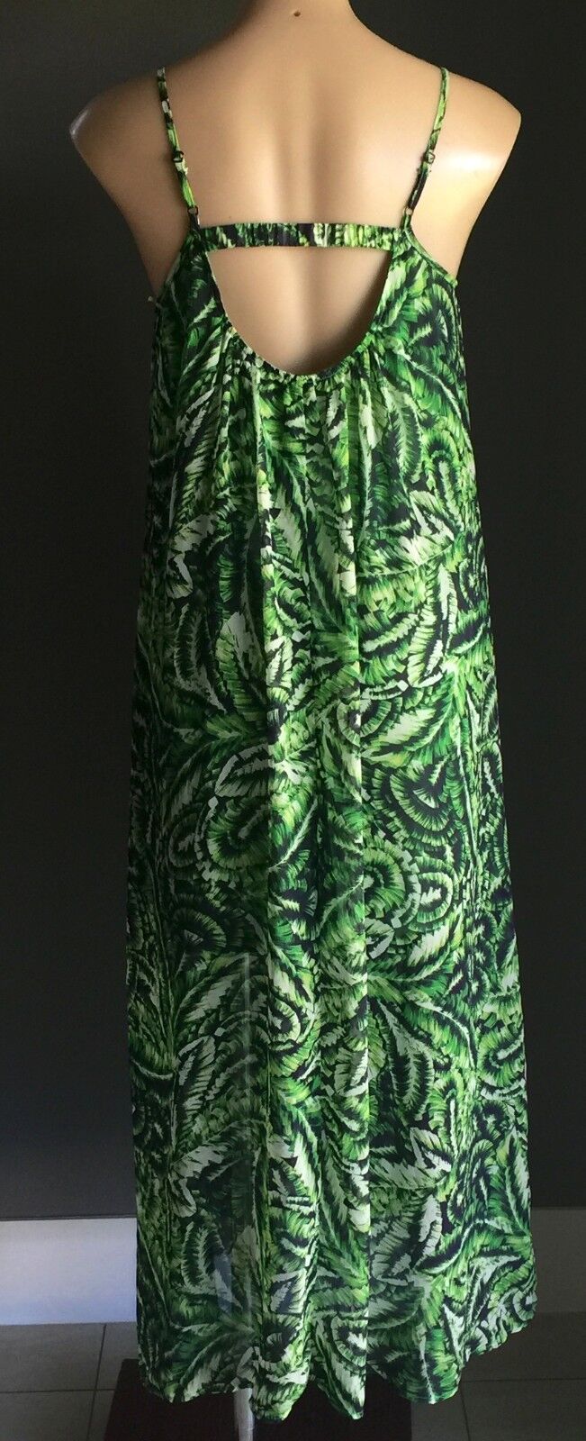 FORCAST Maxi Dress Green Botanical Print Sleeveless Size 10 Party Beach NEW