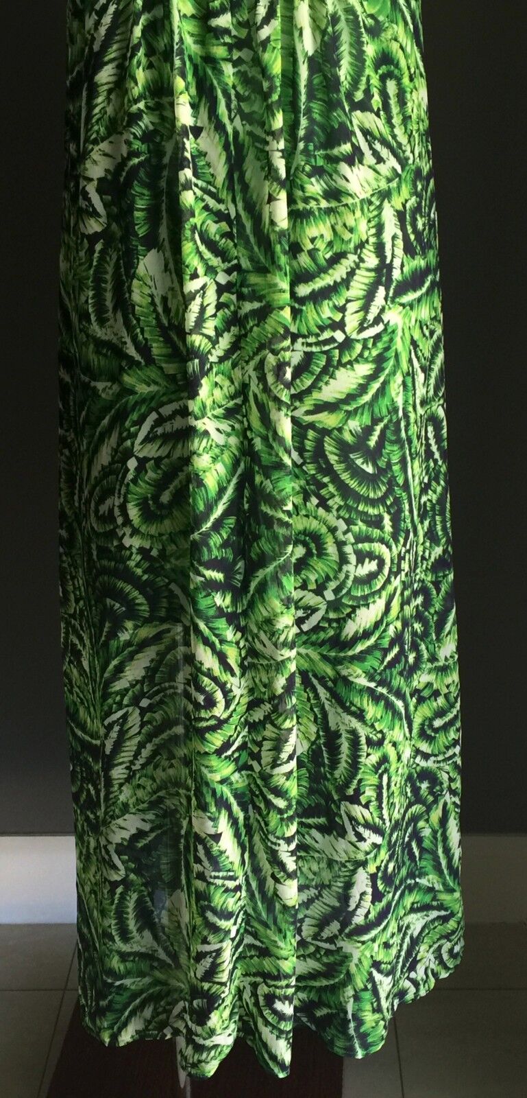 FORCAST Maxi Dress Green Botanical Print Sleeveless Size 10 Party Beach NEW