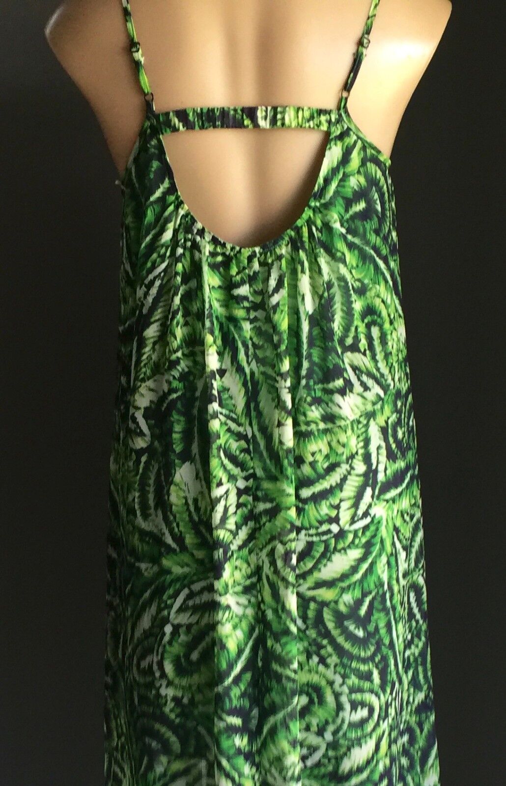 FORCAST Maxi Dress Green Botanical Print Sleeveless Size 10 Party Beach NEW