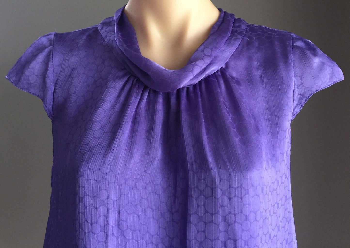 FORCAST Top Purple Cowl Neck Elastic Hem Blouson Blouse Ladies Size 10