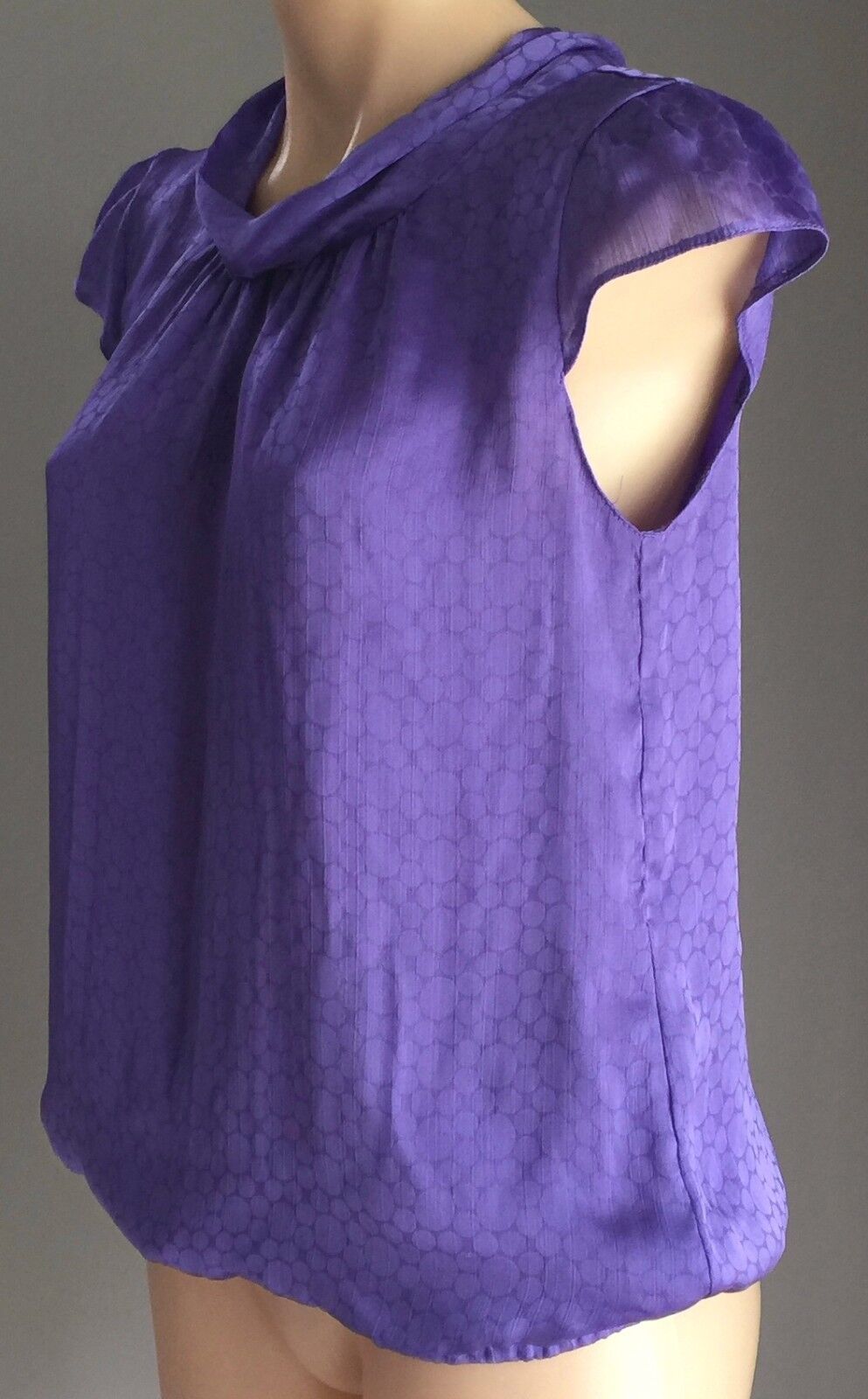 FORCAST Top Purple Cowl Neck Elastic Hem Blouson Blouse Ladies Size 10