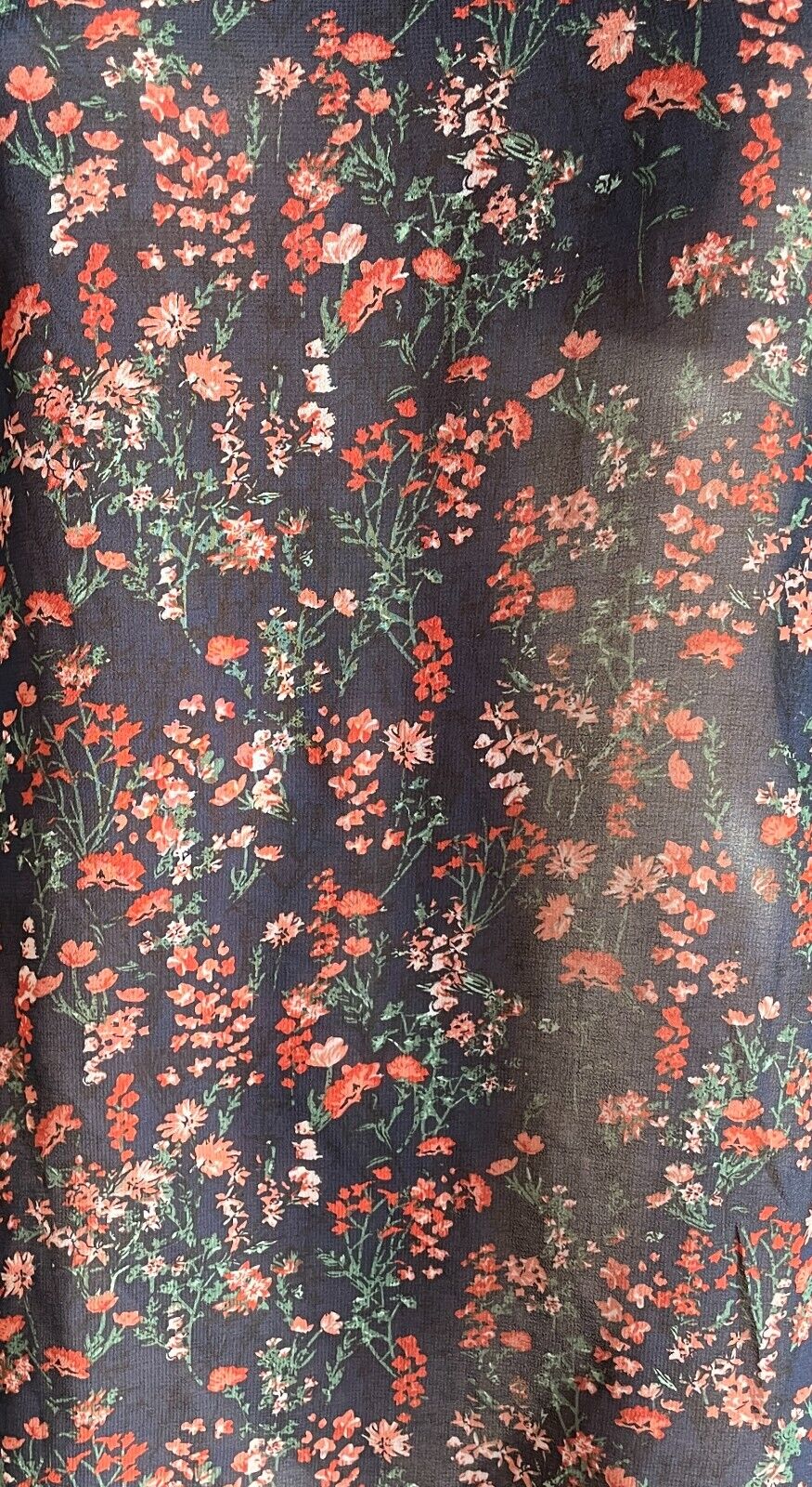 FORCAST Top Bell Sleeve Navy Floral Print Semi Sheer Blouse w Long Size 8 10
