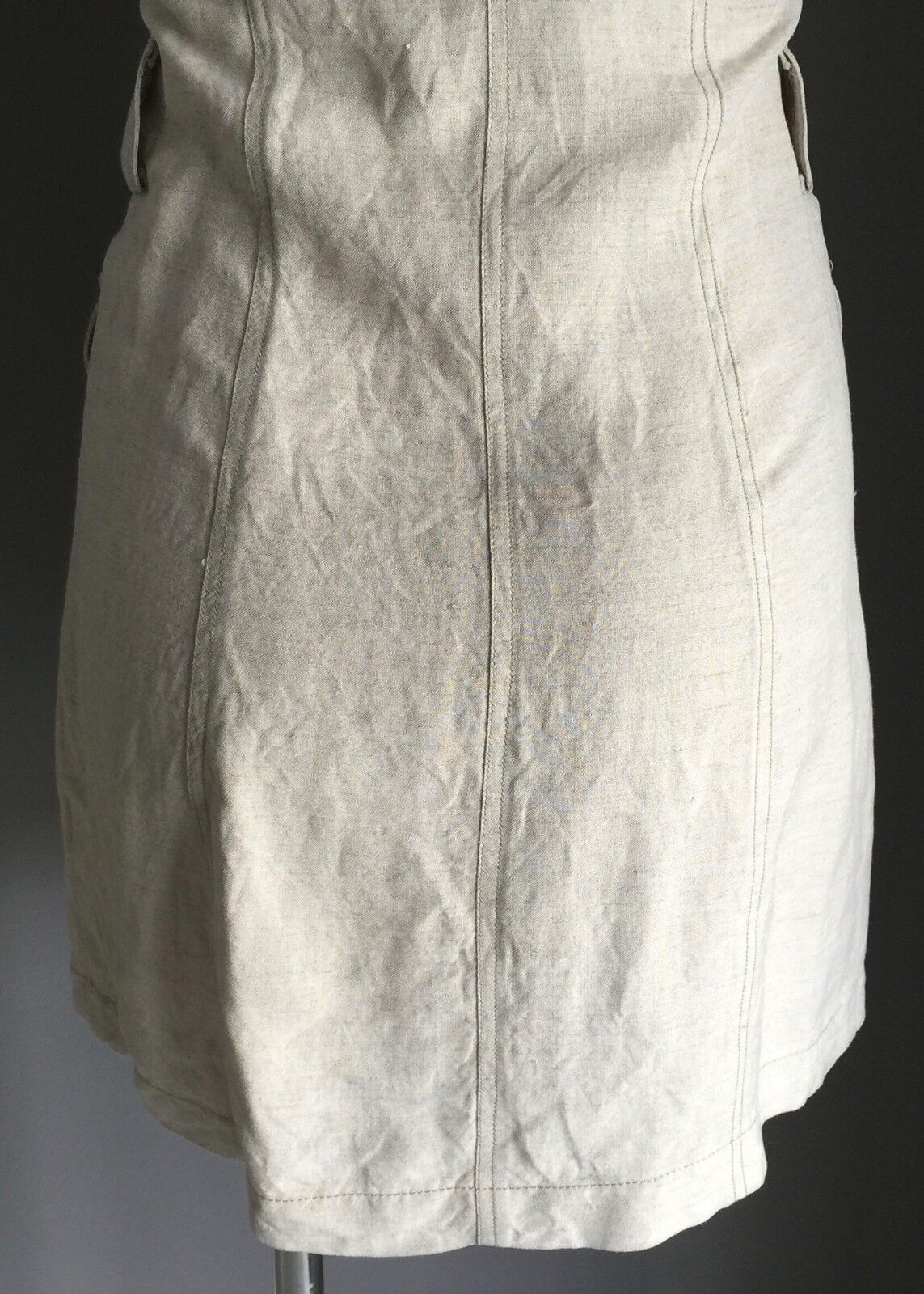 FORCAST Shirt Dress Cotton Linen Beige Sleeveless Buttoned Fitted Sz6 AU 8  10