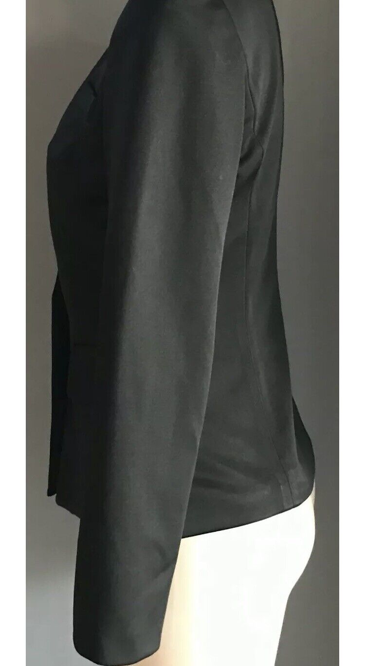 FORCAST Jacket Tailored Black Collarless Long Sleeve Faux Pockets Blazer Size 10