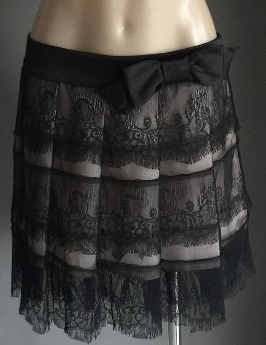 HOT OPTIONS SKIRT Black Lace & Blush Pleated  Ladies Size 10 *Stunning NEW