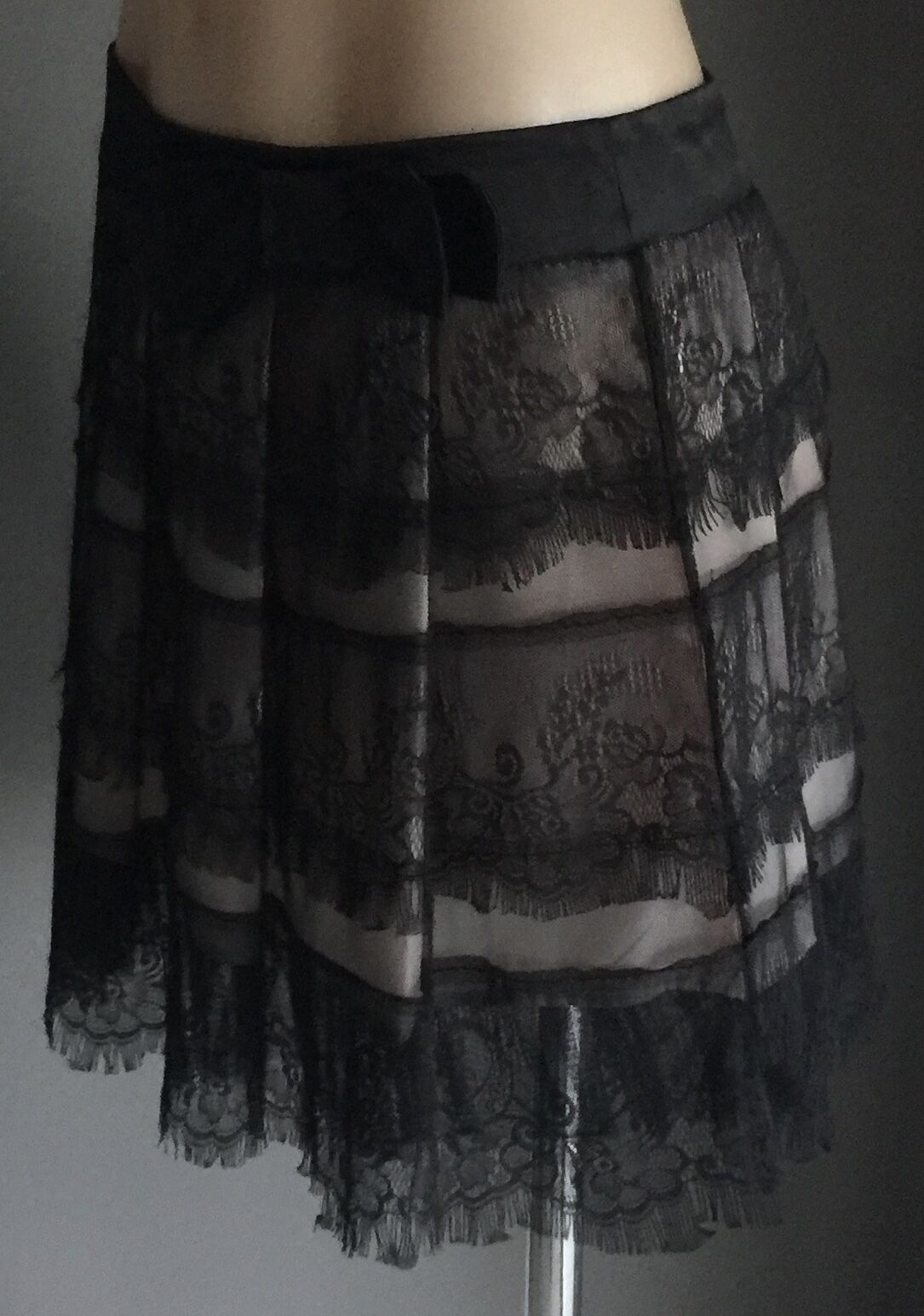 HOT OPTIONS SKIRT Black Lace & Blush Pleated  Ladies Size 10 *Stunning NEW