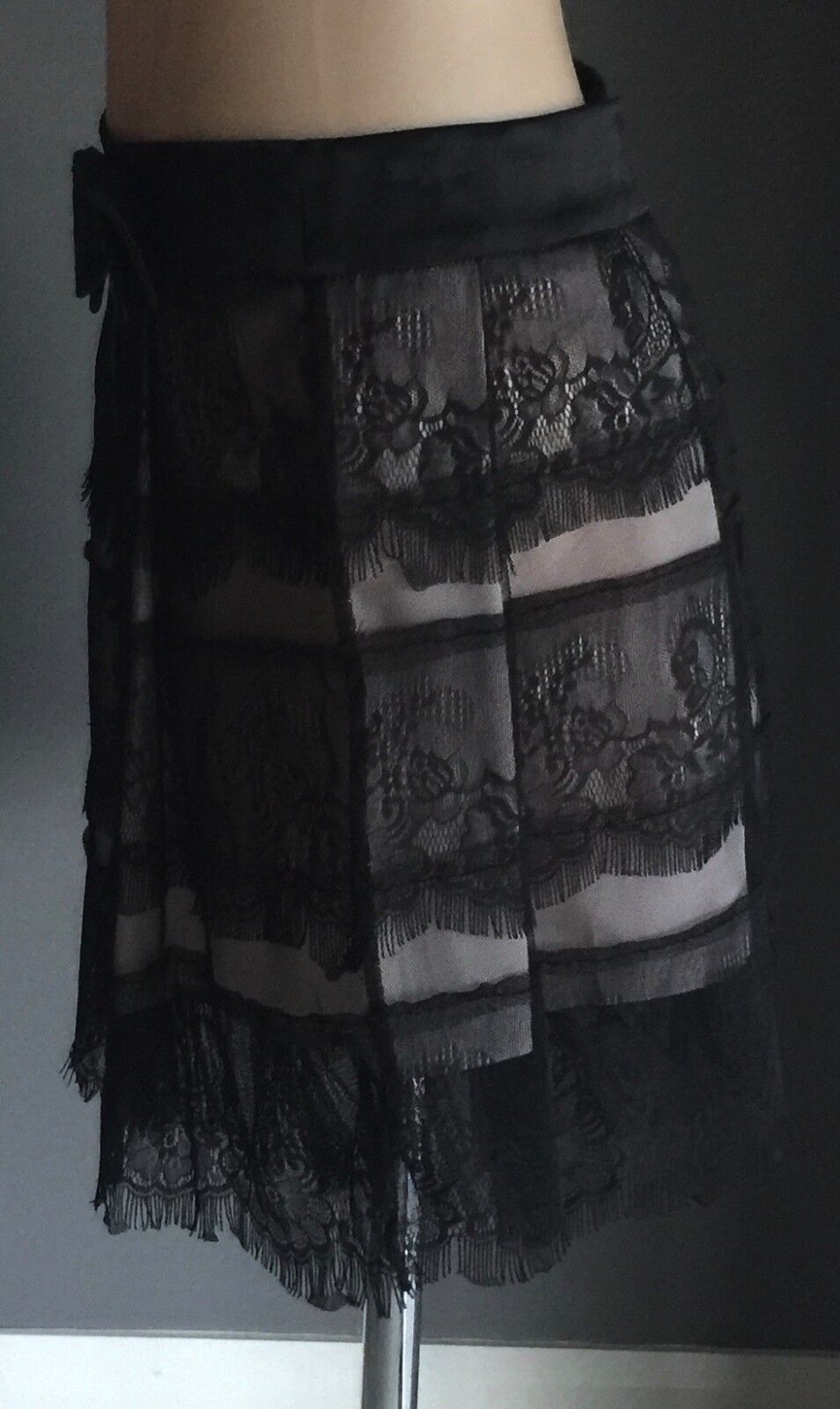 HOT OPTIONS SKIRT Black Lace & Blush Pleated  Ladies Size 10 *Stunning NEW