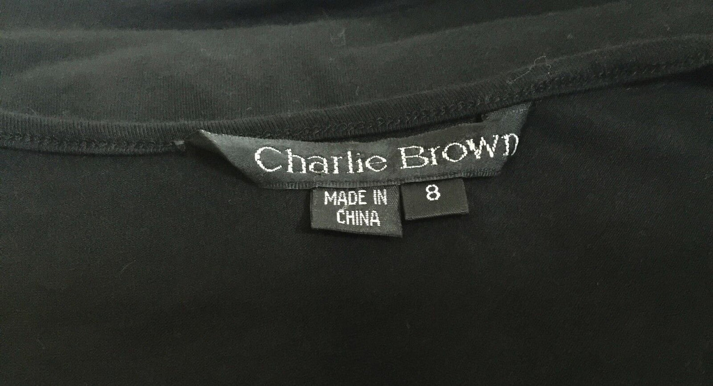 CHARLIE BROWN Maxi Dress Long Sleeve Black & Floral Print Size 8 - 10 Impressive