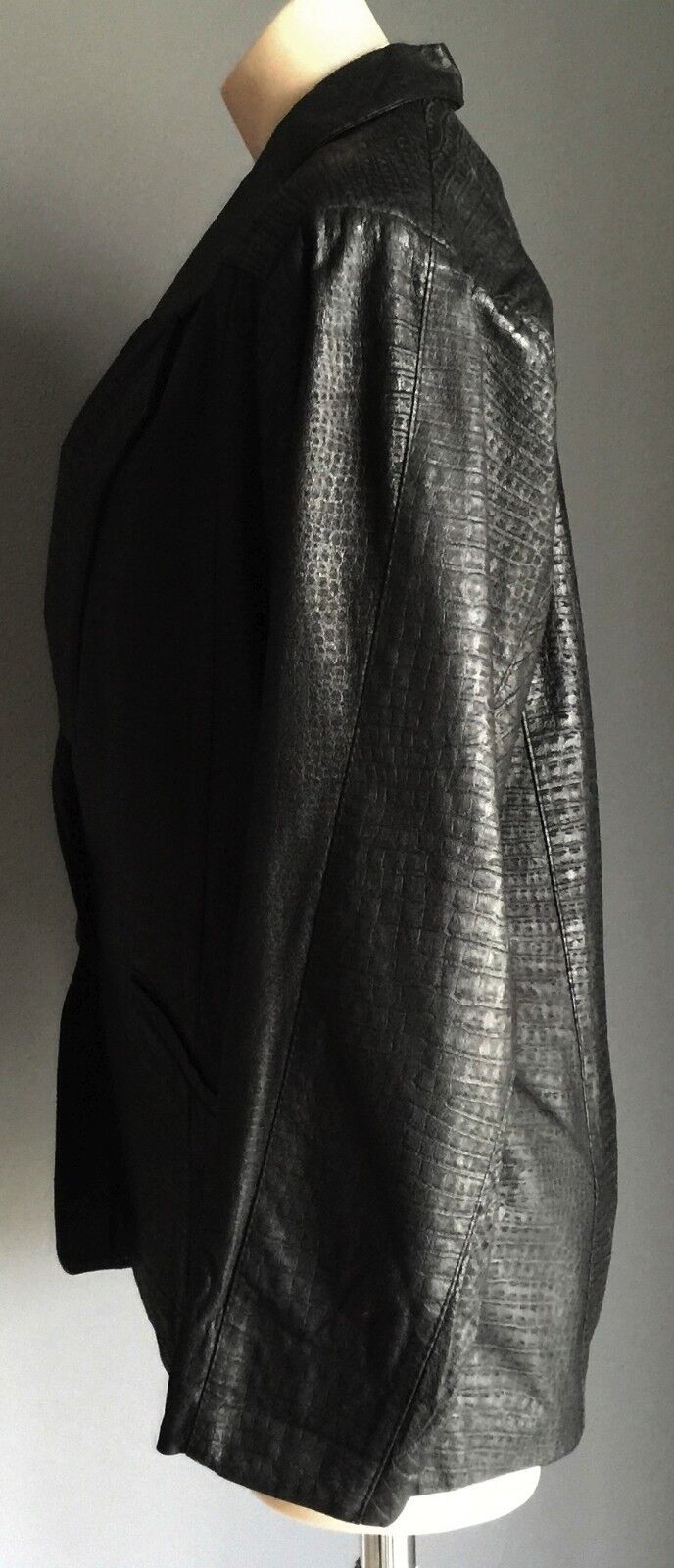 ULTRA FASH Leather Jacket "Sydney" Black Snake Print Blazer Size 14 16 Vintage