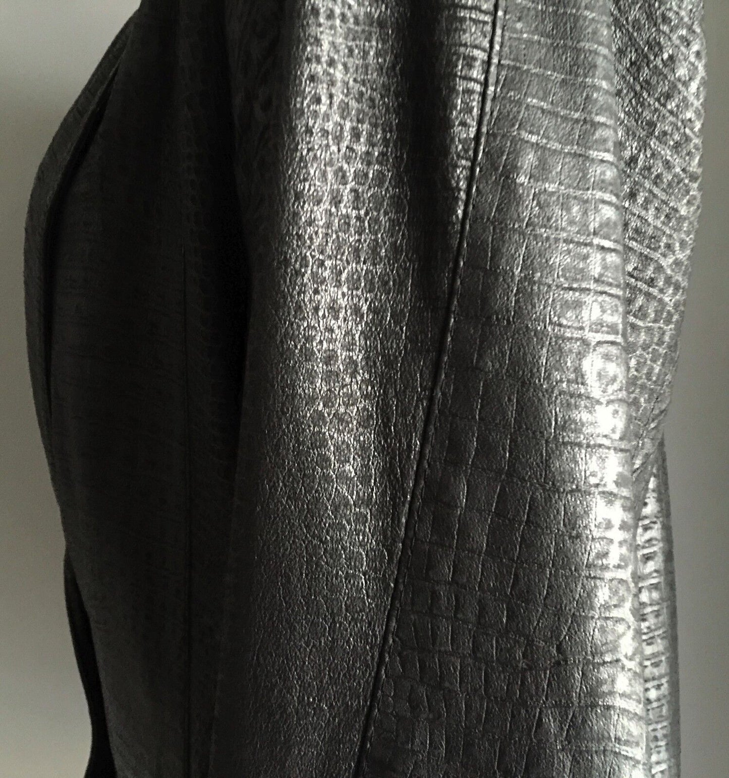 ULTRA FASH Leather Jacket "Sydney" Black Snake Print Blazer Size 14 16 Vintage