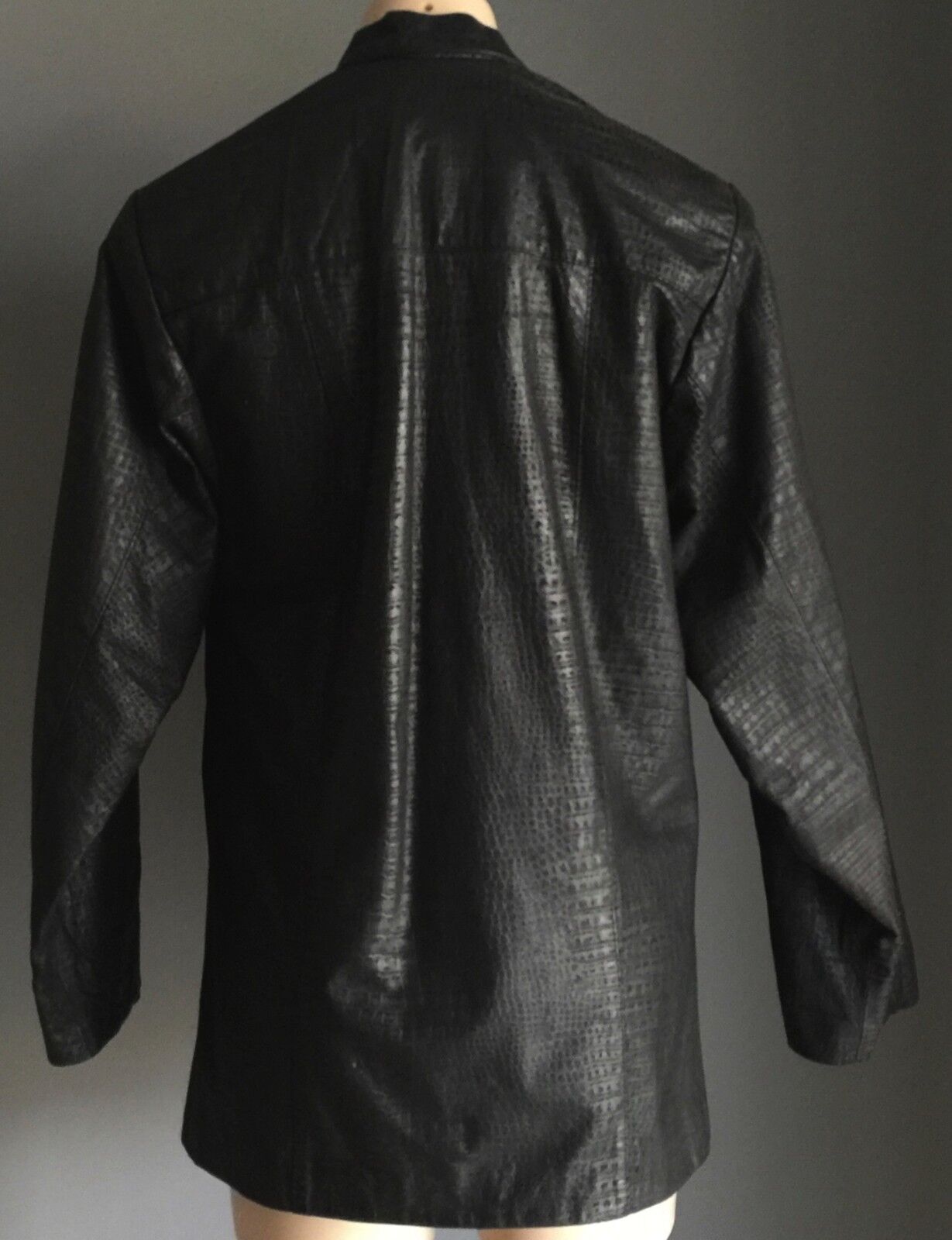ULTRA FASH Leather Jacket "Sydney" Black Snake Print Blazer Size 14 16 Vintage