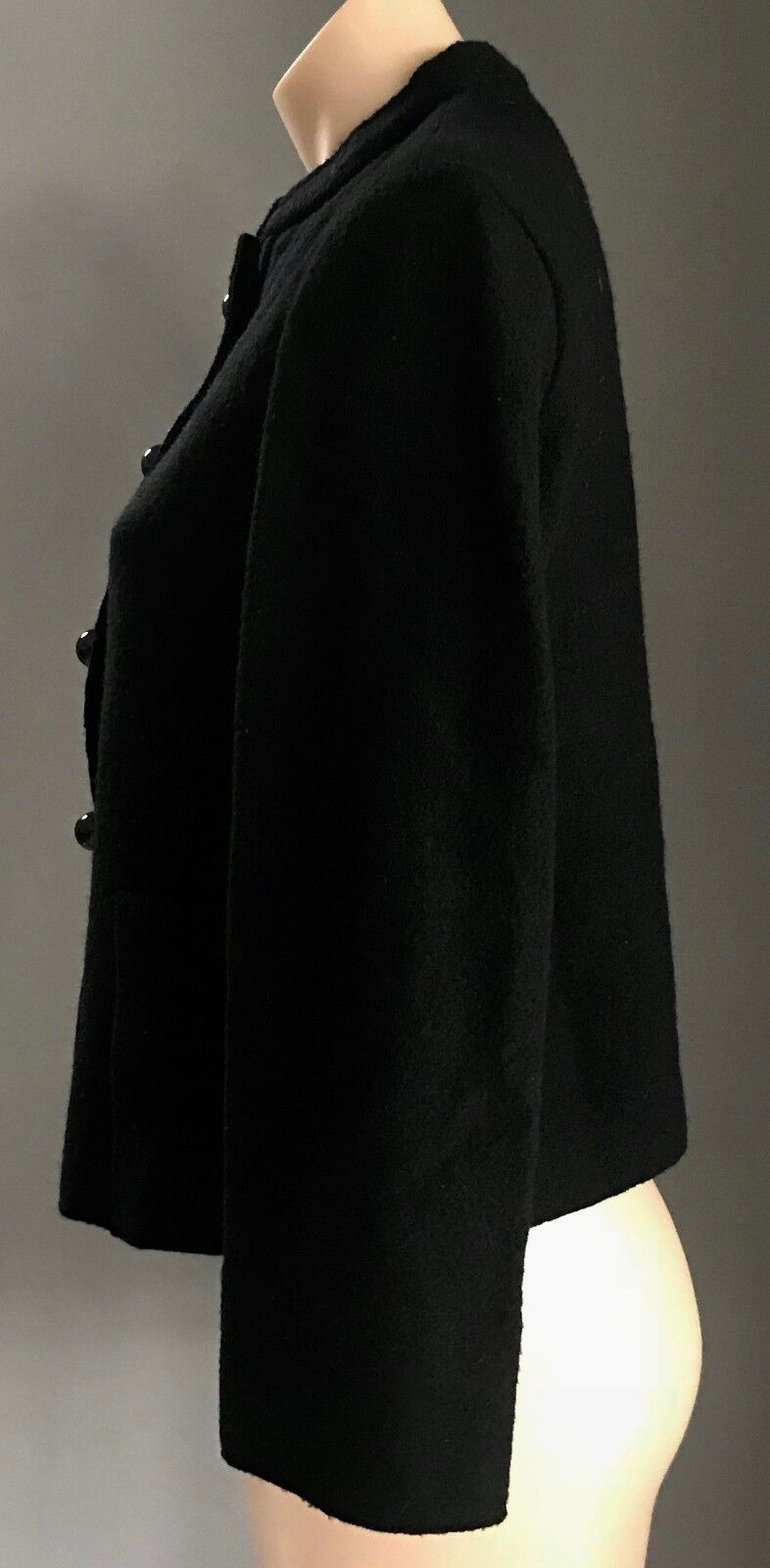 ASPESI Jacket Black Wool Collarless Fitted  Size 40 12 Luxe