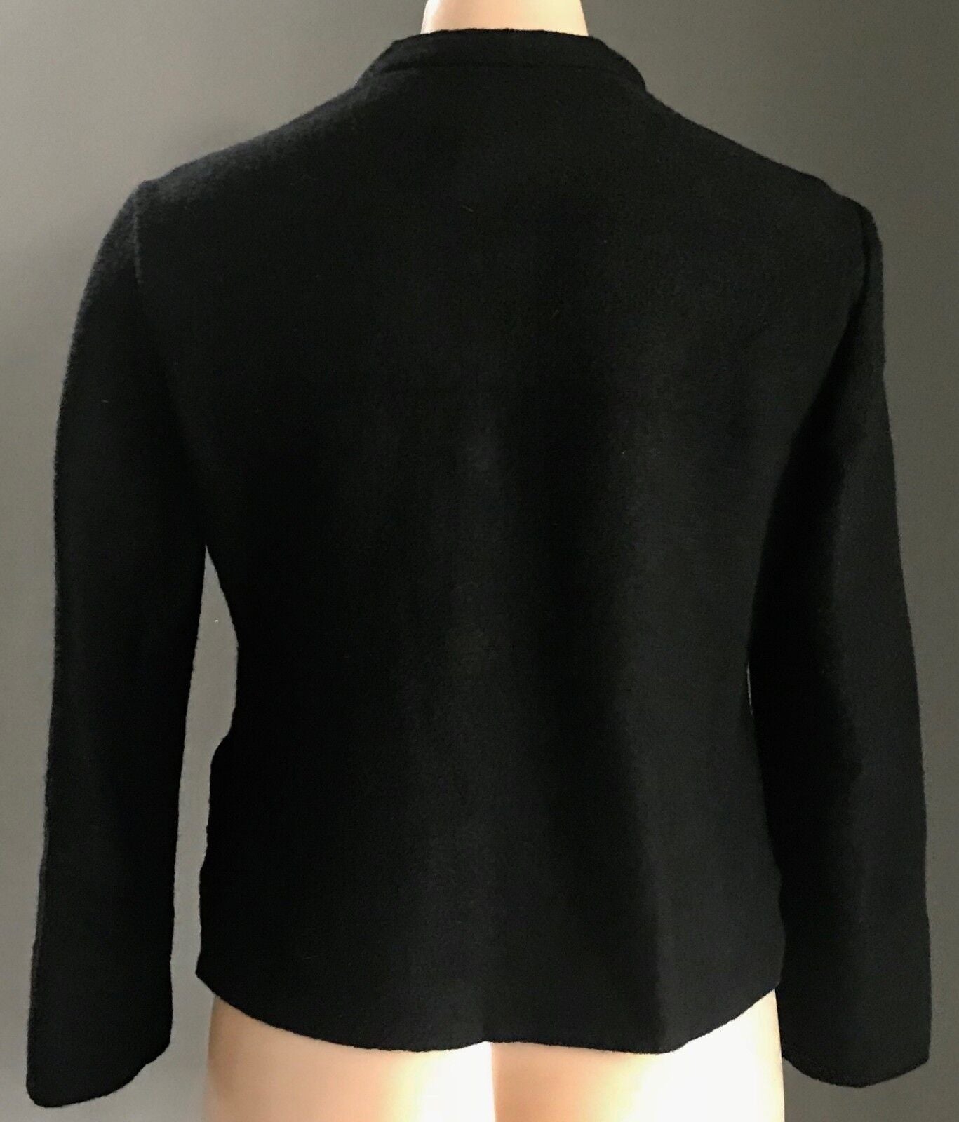 ASPESI Jacket Black Wool Collarless Fitted  Size 40 12 Luxe