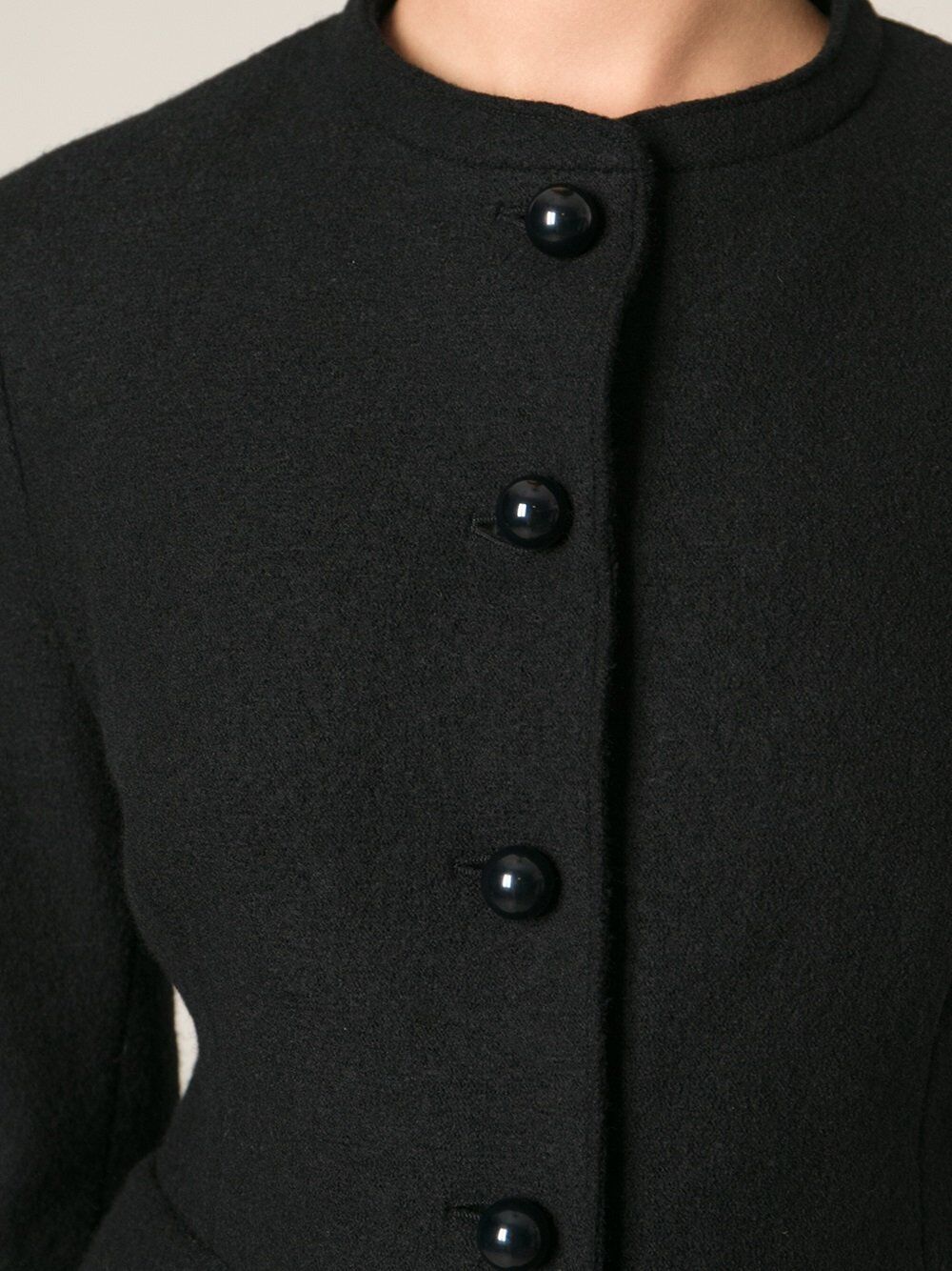 ASPESI Jacket Black Wool Collarless Fitted  Size 40 12 Luxe