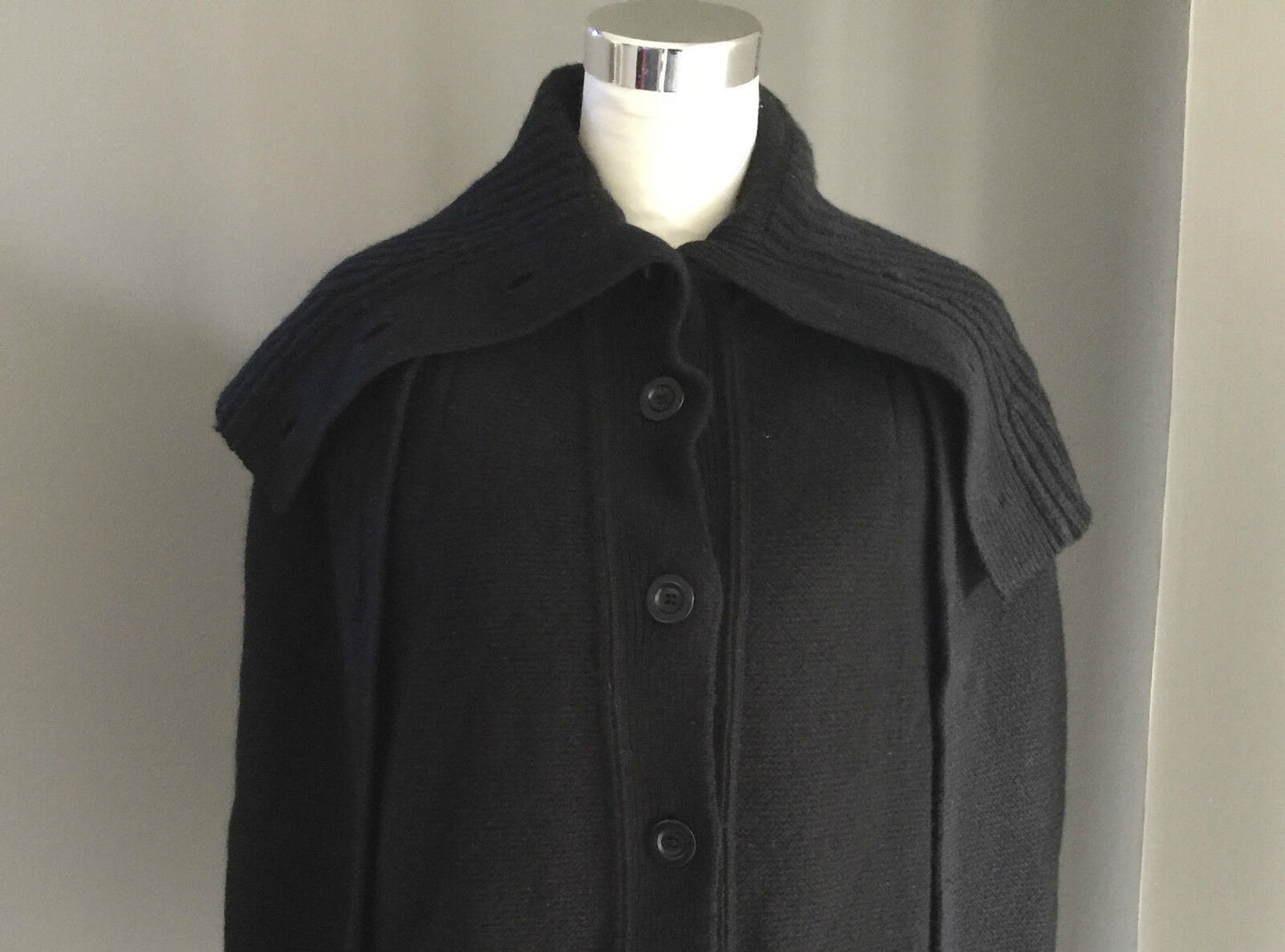 COUNTRY ROAD Cardigan Poncho Black Knit Cape Jacket Size M 12 Quality Design New