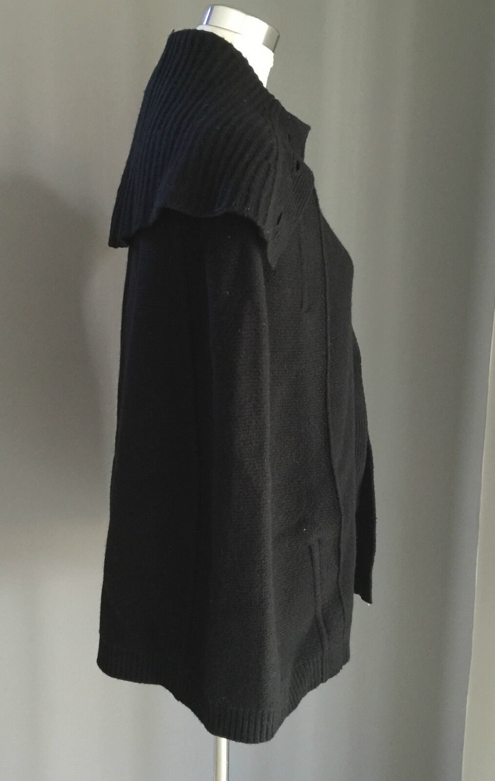 COUNTRY ROAD Cardigan Poncho Black Knit Cape Jacket Size M 12 Quality Design New