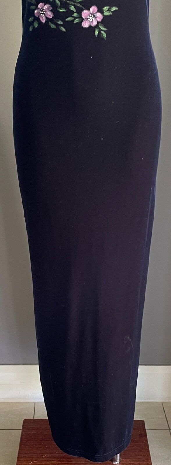 CITY TRIANGLES Gown Navy Velour Sleeveless Cross Over Long Dress Size S 10 NEW