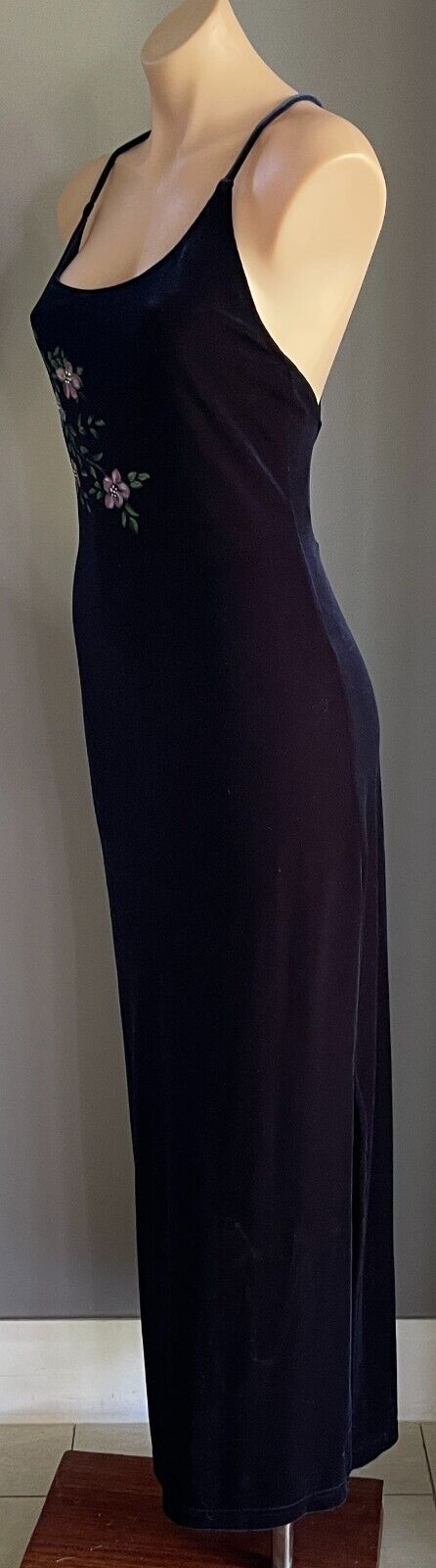 CITY TRIANGLES Gown Navy Velour Sleeveless Cross Over Long Dress Size S 10 NEW