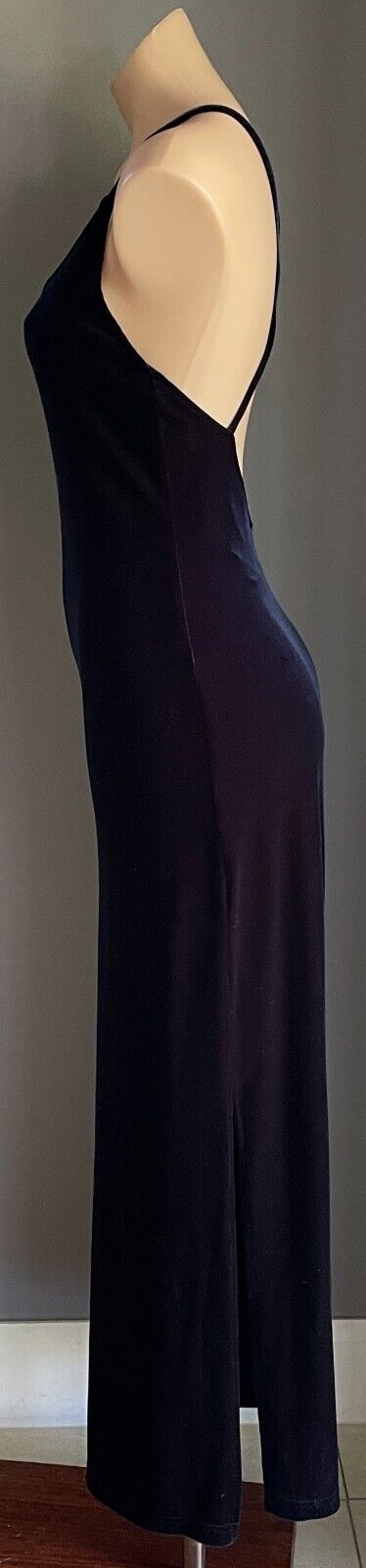 CITY TRIANGLES Gown Navy Velour Sleeveless Cross Over Long Dress Size S 10 NEW