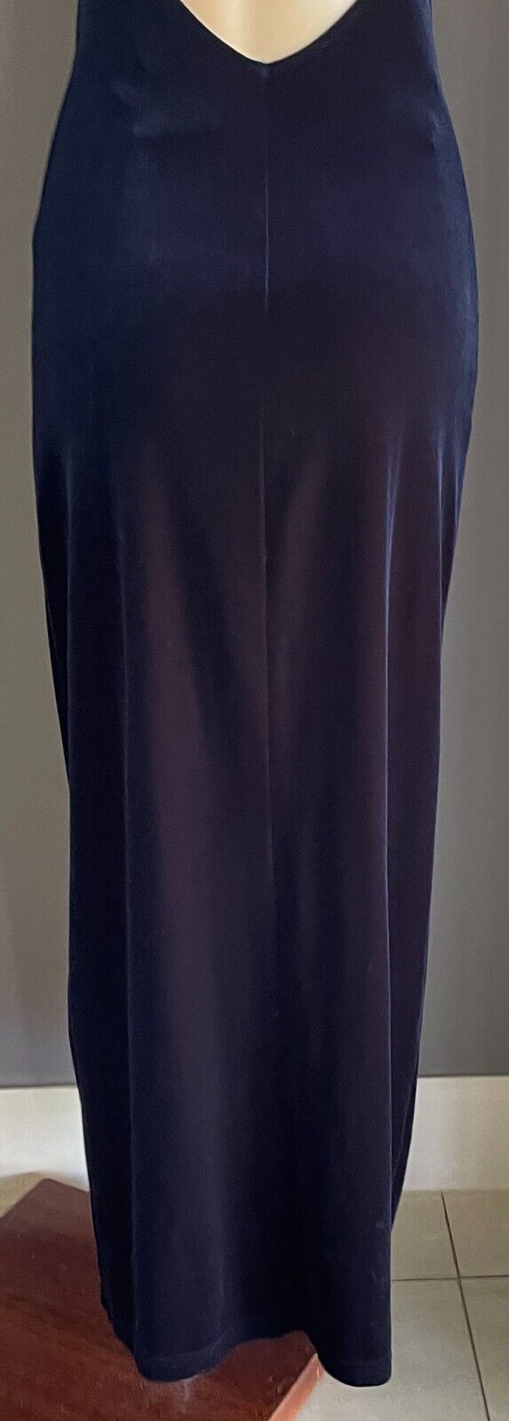 CITY TRIANGLES Gown Navy Velour Sleeveless Cross Over Long Dress Size S 10 NEW