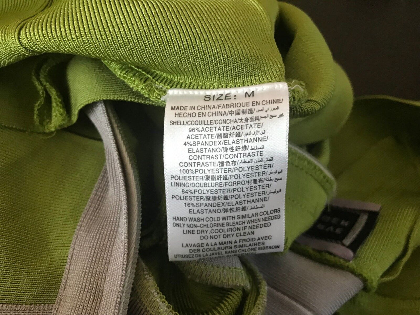 HERVE LEGER Bandage Dress Original  Citrine Green Grey  Zip Front Size M 10 12