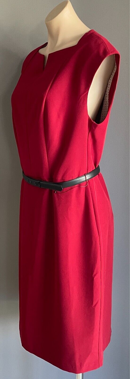 PREVIEW Dress With Belt Burgundy Cap Sleeve Sheath Size 16 Knee Length Lined NEW