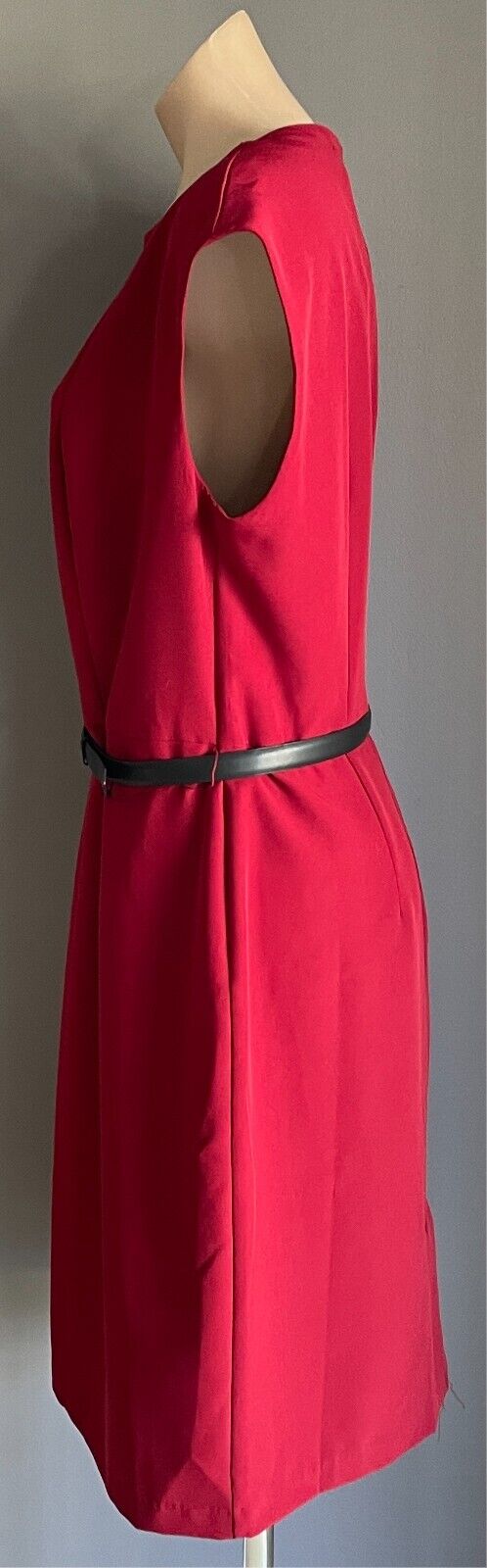 PREVIEW Dress With Belt Burgundy Cap Sleeve Sheath Size 16 Knee Length Lined NEW