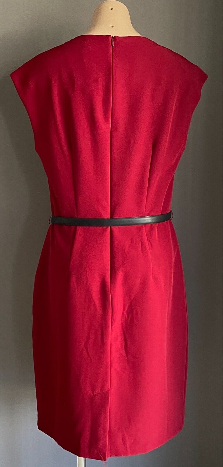 PREVIEW Dress With Belt Burgundy Cap Sleeve Sheath Size 16 Knee Length Lined NEW