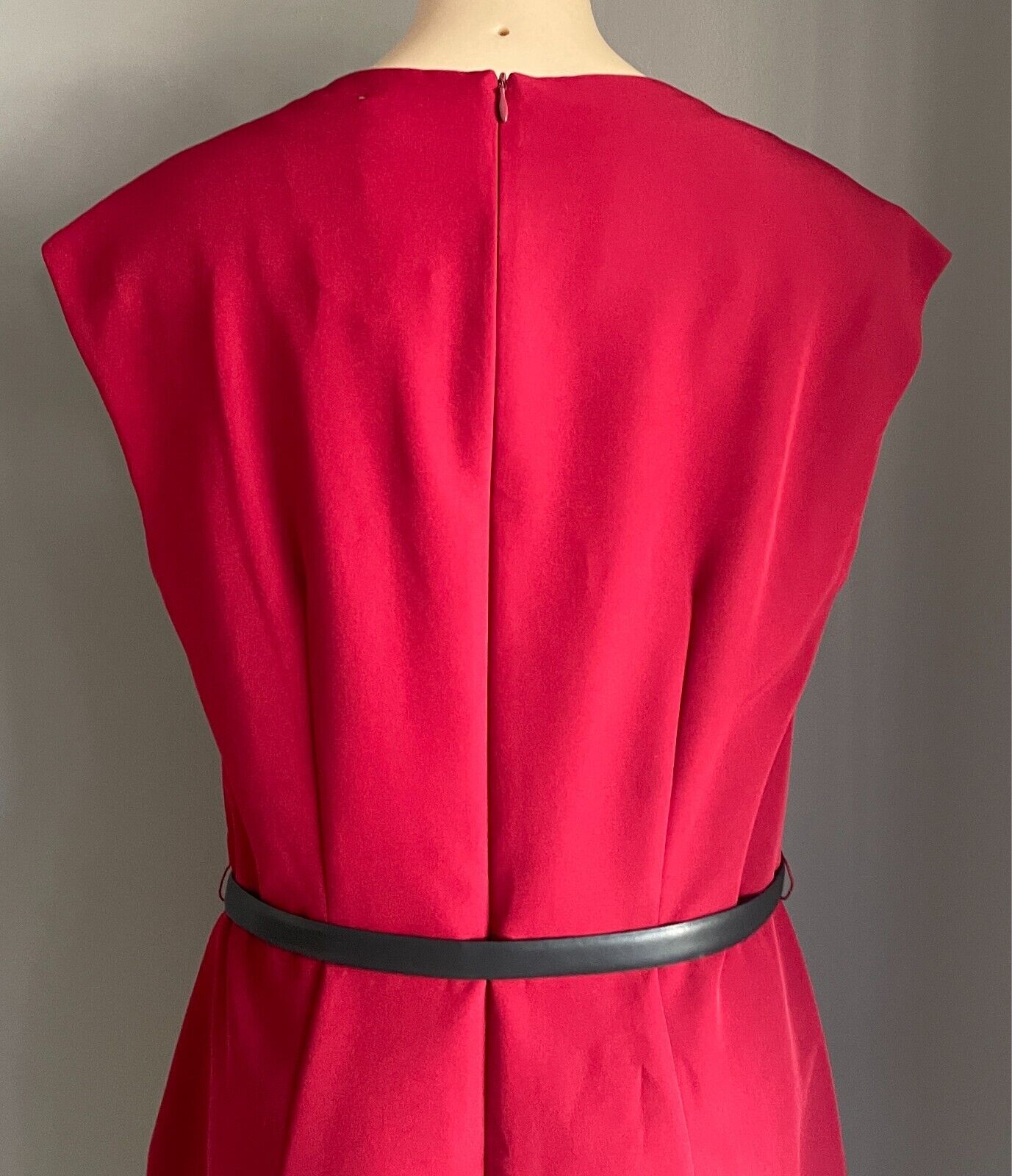 PREVIEW Dress With Belt Burgundy Cap Sleeve Sheath Size 16 Knee Length Lined NEW