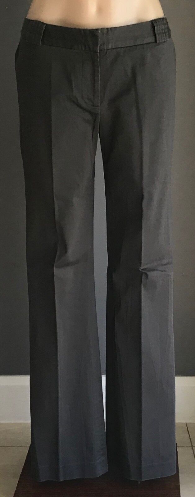SABA Straight Leg Pants Grey Low Rise Stretch Trousers Size 10 Stylish NEW