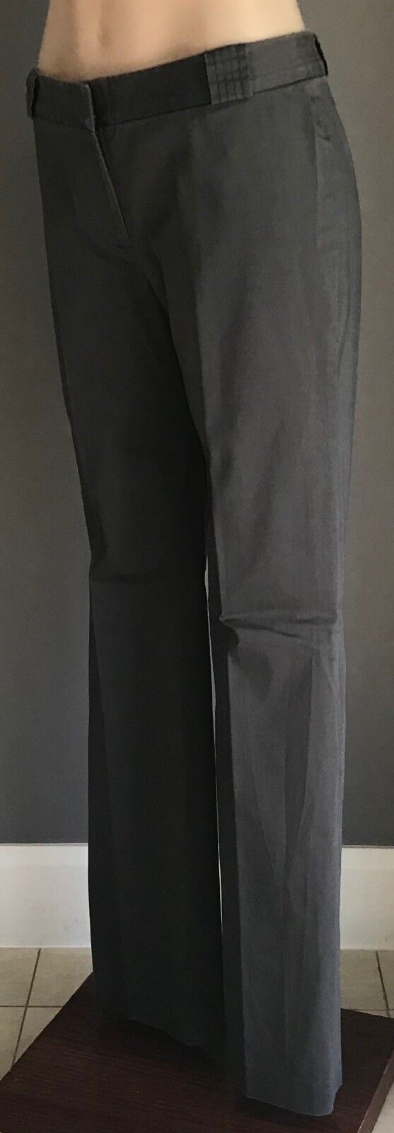 SABA Straight Leg Pants Grey Low Rise Stretch Trousers Size 10 Stylish NEW