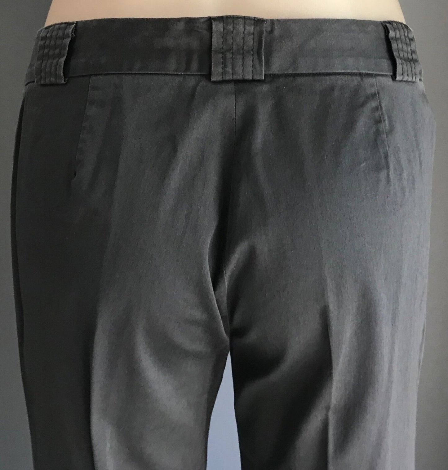 SABA Straight Leg Pants Grey Low Rise Stretch Trousers Size 10 Stylish NEW