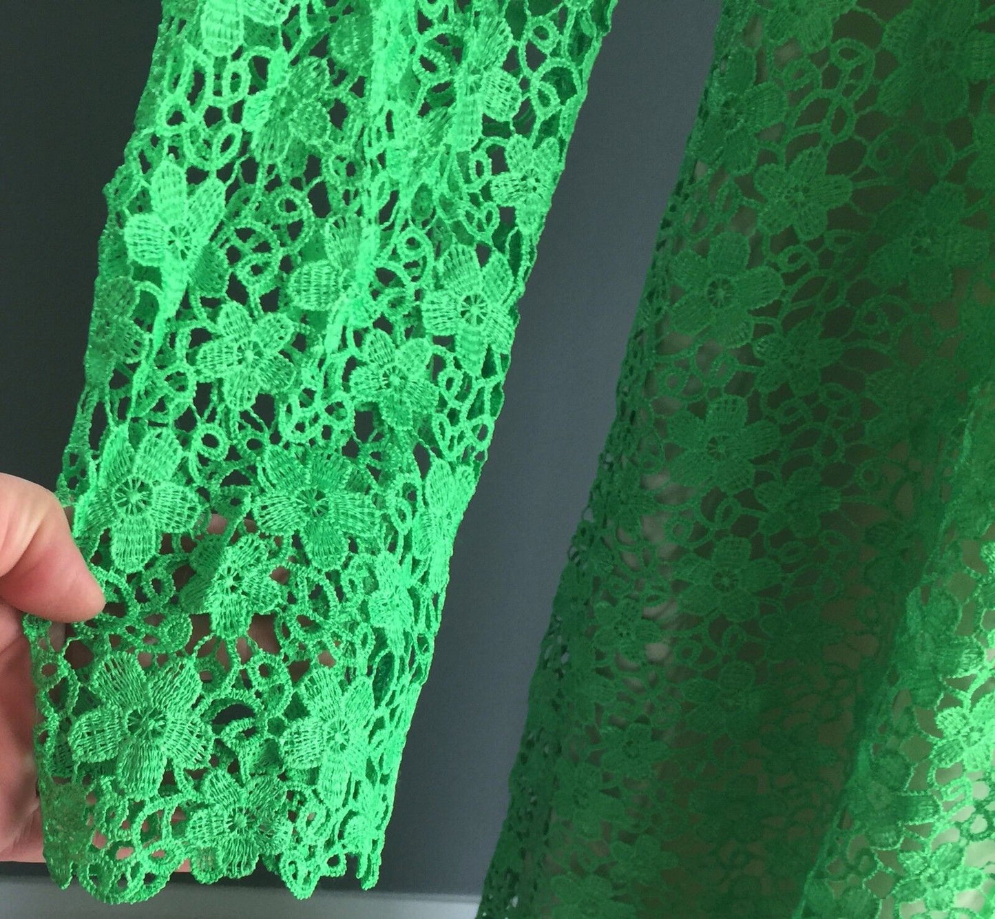 Evening Gown Vintage Original 1960's Green LACE A Line Plus Sz 18 20 Long Dress
