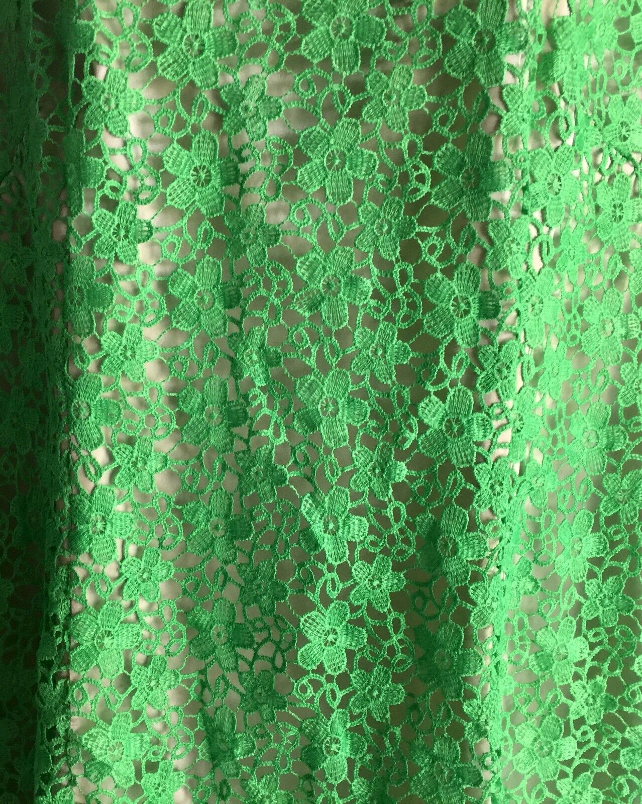 Evening Gown Vintage Original 1960's Green LACE A Line Plus Sz 18 20 Long Dress