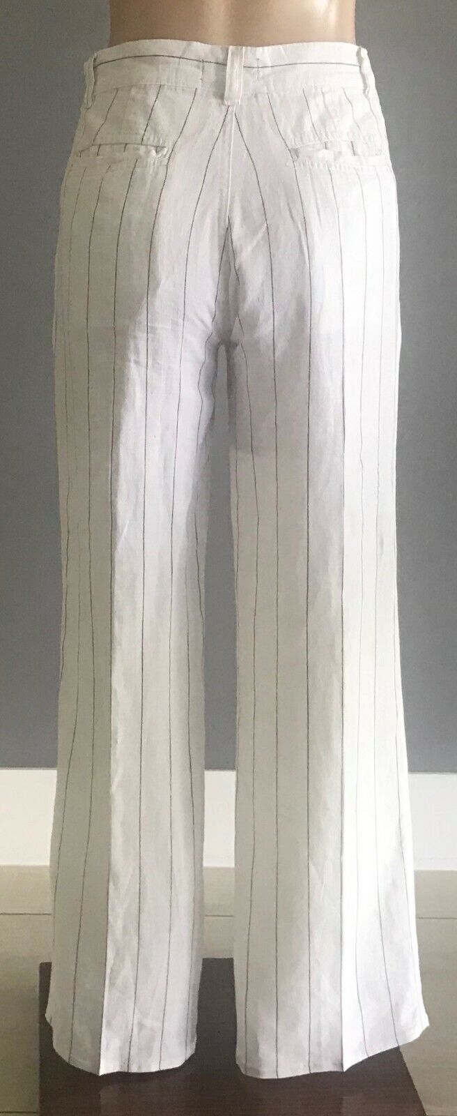 DOLCE & GABBANA Linen Pants Original White & Navy Stripe Wide Leg  W31 L36 Luxe