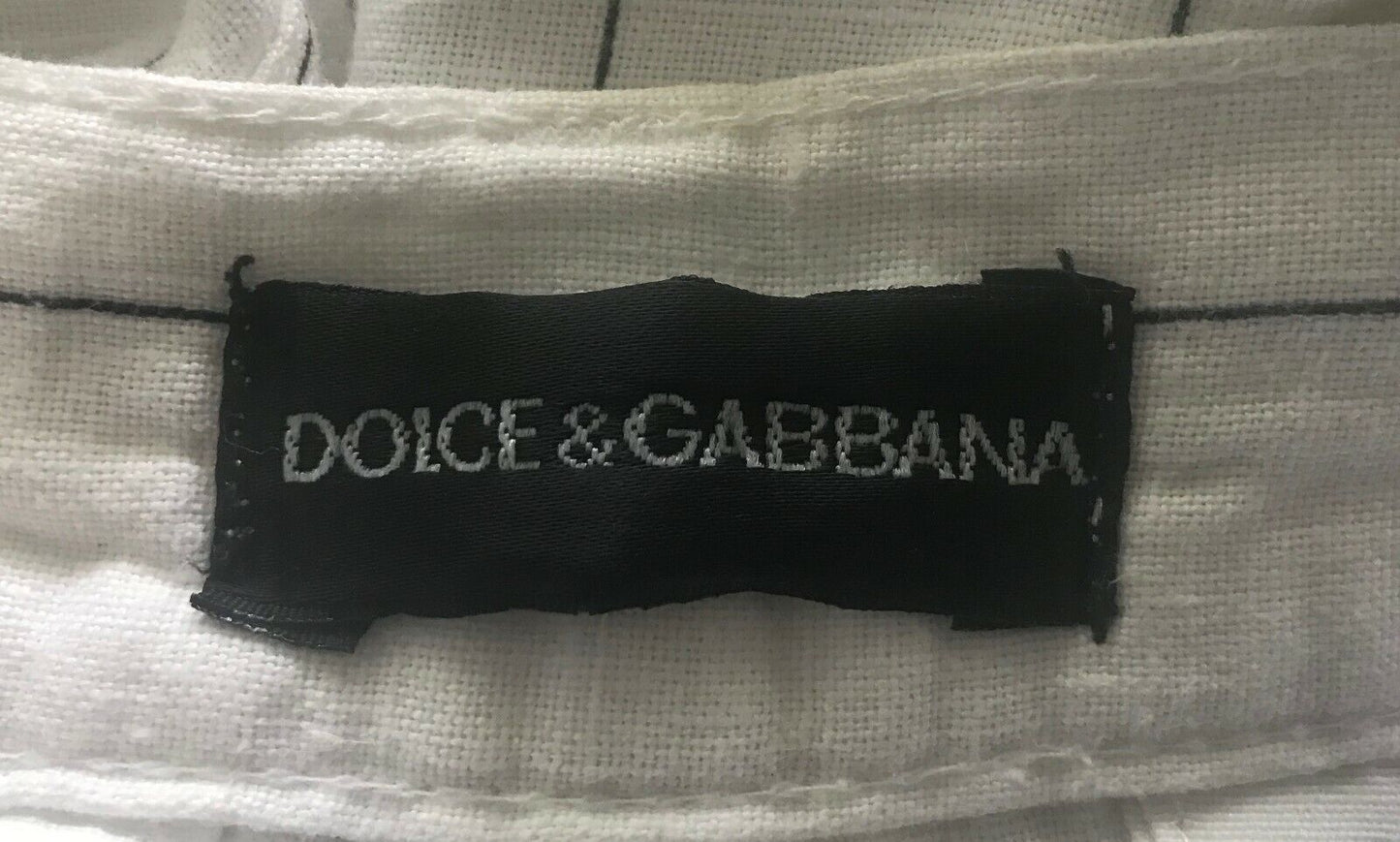DOLCE & GABBANA Linen Pants Original White & Navy Stripe Wide Leg  W31 L36 Luxe