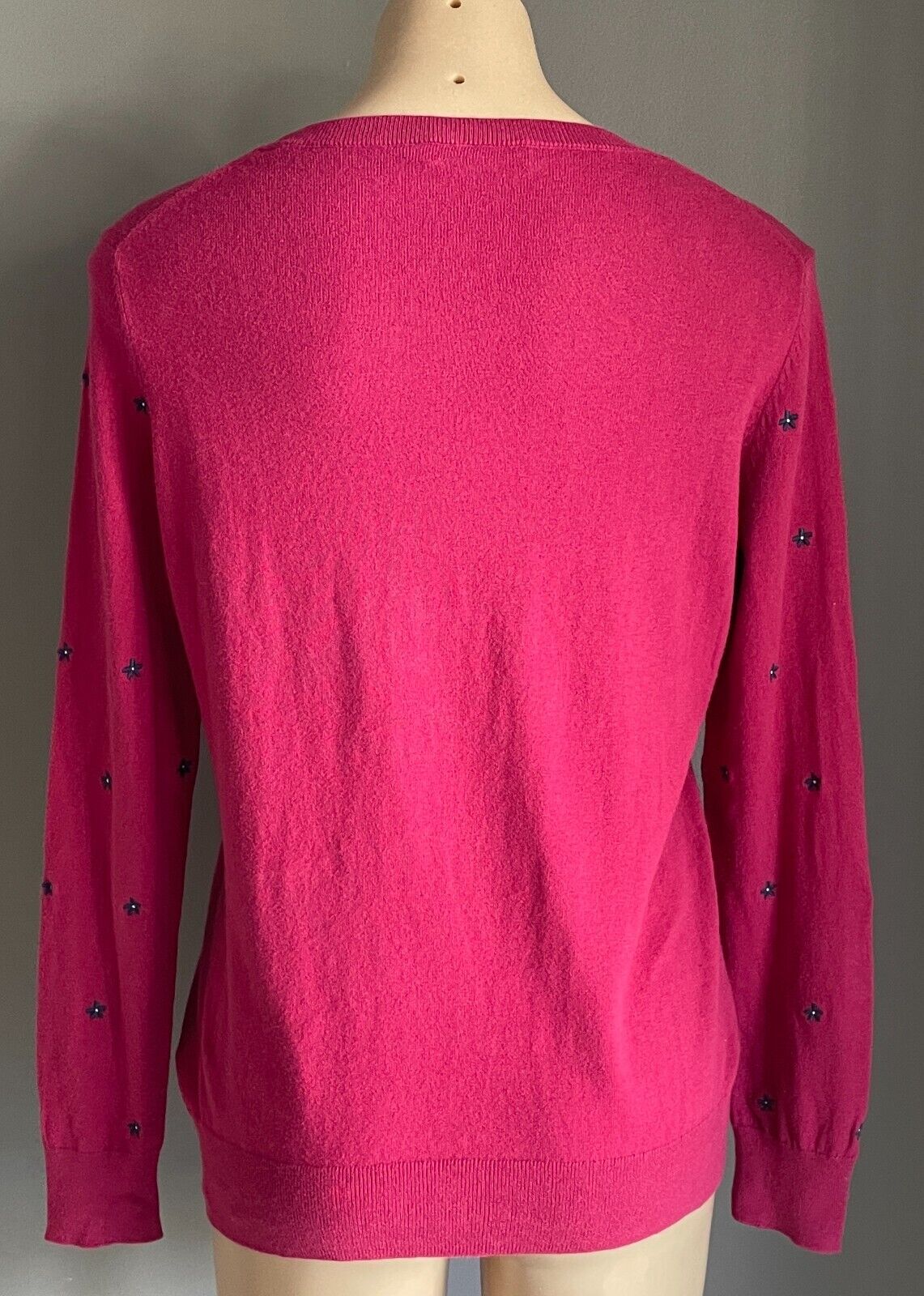 SPORTSCRAFT Pink Sweater Jumper Long Sleeves Size S 10 12 Embroidered Flowers